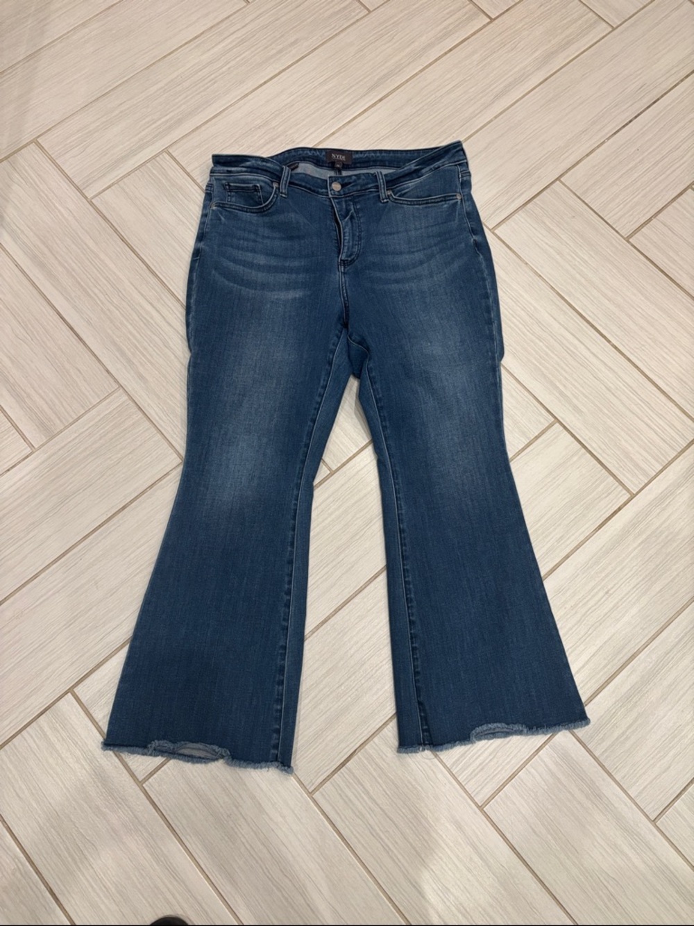 NYDJ Indigo Flare Jeans with Raw Hem